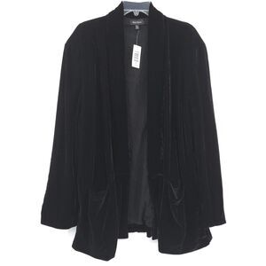 Well Worn NWT black velvet open jacket Size XXL stretch cardigan long sleeve